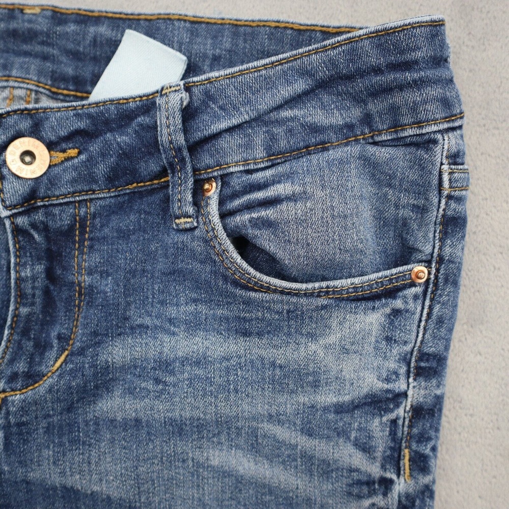 HM Pants Womens 28 Blue Denim Low Waist Boot Cut Flat Front Jeans Bottoms - Picture 12 of 16